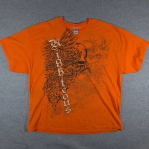 VTG Y2K Cyber Y2K Men’s Graphic T Shirt Size 3xl Grunge Goth Punk Neon Orange - Picture 1 of 9