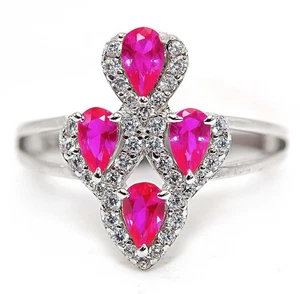 2CT Treated Ruby & Topaz 925 Solid Genuine Sterling Silver Ring Jewelry Sz 8 - Picture 1 of 2