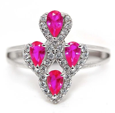 2CT Treated Ruby & Topaz 925 Solid Genuine Sterling Silver Ring Jewelry Sz 8 - Image 1 of 2