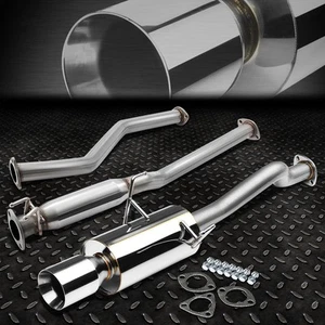 FOR 01-05 HONDA CIVIC EX EM ES D17 4" ROLLED MUFFLER TIP CATBACK EXHAUST SYSTEM - Picture 1 of 5
