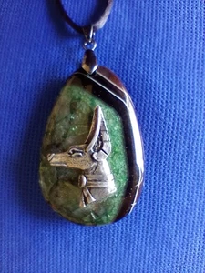 Anubis on agate necklace Pharaoh Hound  Egyptian  jewelry by Cindy A. Conter  - Picture 1 of 4