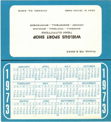 1973 Chicago Cubs / White Sox combo pocket schedule by Wielgus Sport Shop - Image 1 of 3