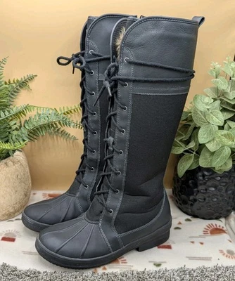 Clarks Carima Pluma Black Tall Fur Lined Women's Size 7.5M Boots $300 Retail - Image 1 of 4