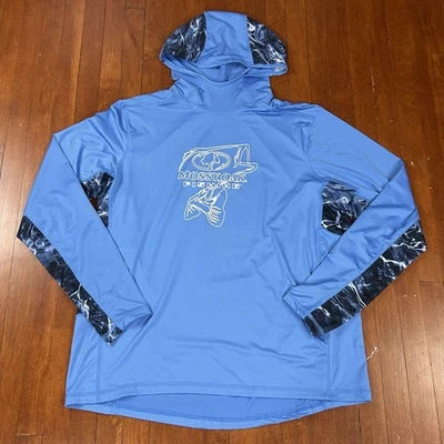 Mossy Oak Pesca Pesca Pesca Equipo EAG Hombres Camisa Manga Larga 1X Tech Sudadera con Capucha Azul Foto 1 de 4