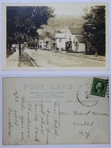 RPPC Hop Bottom PA Main Street w/ Railroad Tracks c1912 L. Campbell Real Photo - Picture 1 of 1
