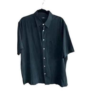 Alfani Men's Vintage Black 100% Silk Short Sleeve Shirt Size Large - Image 1 of 4