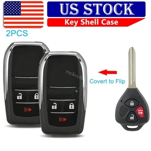 2 Upgrade Flip Key Fob Shell for Toyota Rav4 Yaris 2007 2008 2009 2010 2011 2012 - Picture 1 of 8