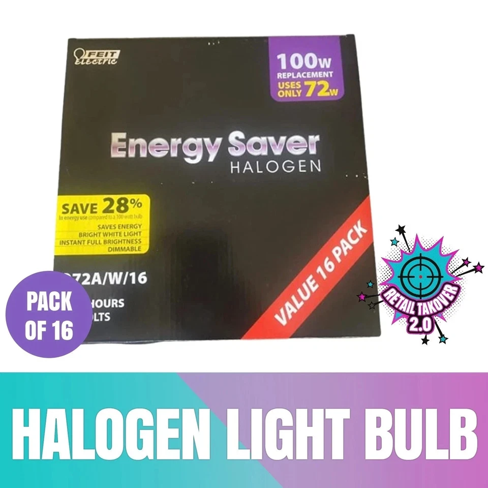 Feit Warm White General Purpose Halogen Light Bulb (16-Pack) - Image 1 of 4