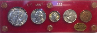 Old World Coins Lot US 90% Silver 1946 BU Year Set in Capital Holder Walking Lib - Image 1 of 4