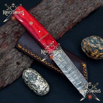 Дамасская сталь танто нож тактический выживания охотничий нож фиксированное лезвие розового дерева - Изображение 1 из 4