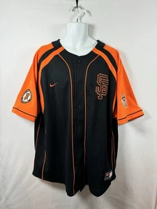 Vintage Y2K Nike MLB San Francisco SF Giants Black Orange Baseball Jersey Sz XL - Picture 1 of 7