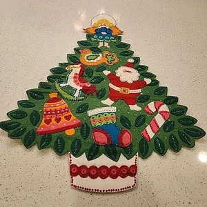 Vintage 70er Jahre Bucilla Christbaum Wanddeko - Bild 1 von 8