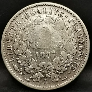 2 FRANCS 1887 A PARIS AVEC LEGENDE ARGENT 835‰ CERES / FRANCE / SILVER - Imagen 1 de 2