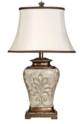 StyleCraft Magonia Antique White Gold Accents LED 3-way Table Lamp & Shade - Image 1 of 4