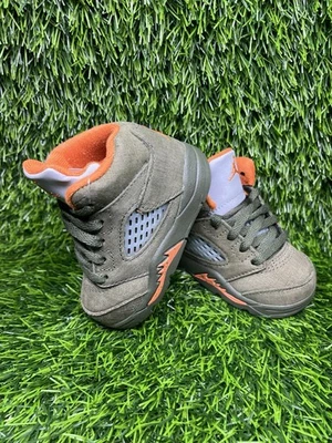 Nike Air Jordan 5 V Retro Oliva Ejército Solar Naranja 440890-308 4c Niño Bebé Foto 1 de 4