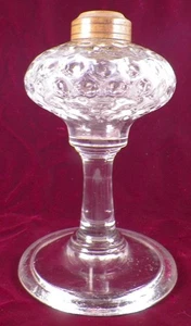 Kerosene Lamp Inverted Thumbprint Oil Clear Glass Pressed EAPG 8in. Antique - Picture 1 of 11