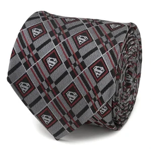 Corbata para hombre DC Superman geométrica gris seda - Imagen 1 de 5