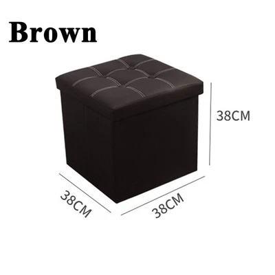15" Home Storage Ottoman Cube Faux Leather Fabric Footrest Chest Stools Poufs - Image 1 of 4