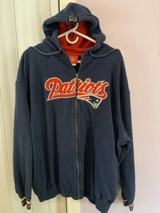 Felpa con cappuccio vintage New England Patriots taglia XL blu full zip NFL giacca grafica cool - Foto 1 di 9