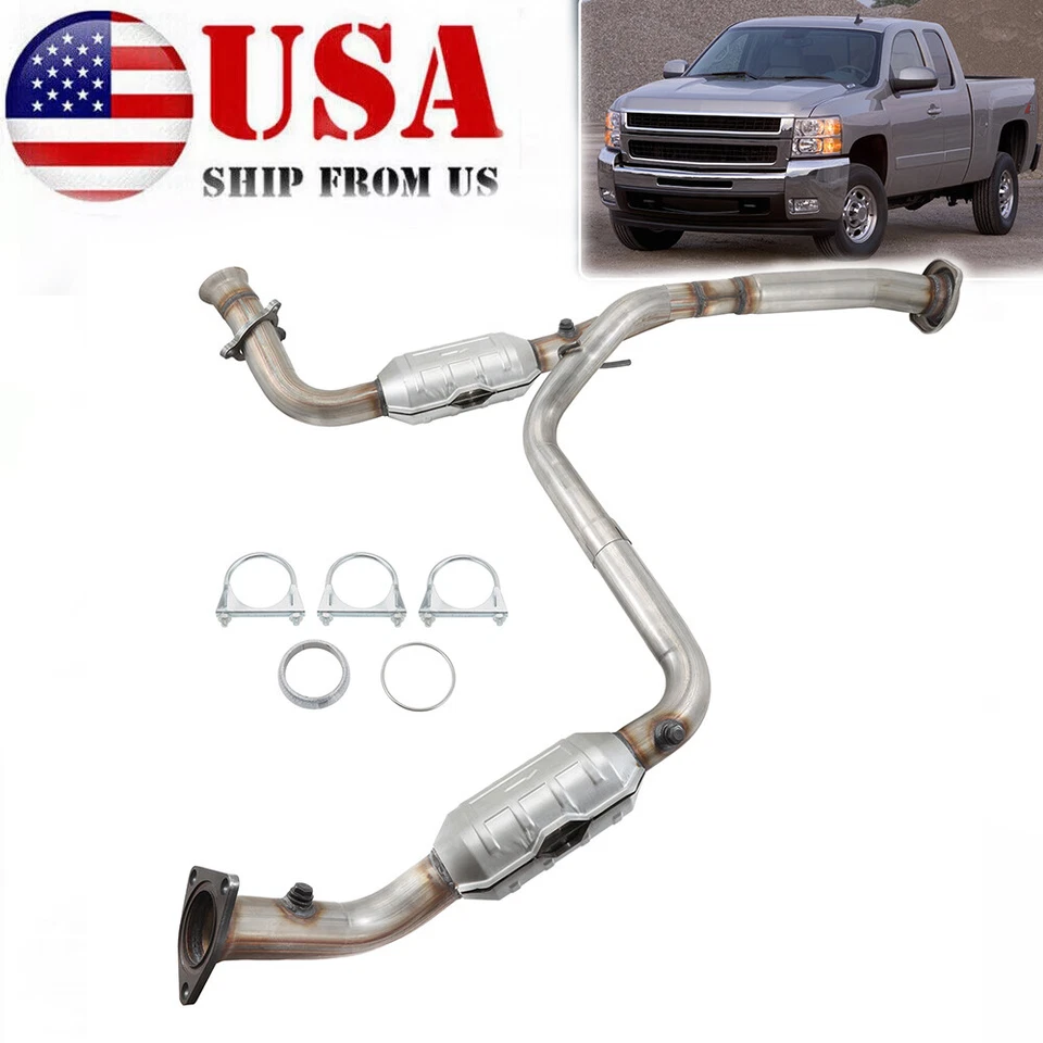 Y Pipe Catalytic Converter Set For GMC Sierra 2500 HD 3500 HD 2007-2010 6.0L EPA Foto 1 de 4