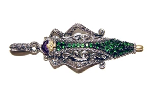 Barbara Bixby Sterlingsilber Chromdiopsid Heuschrecke Anhänger mit 18k Gold - Bild 1 von 8