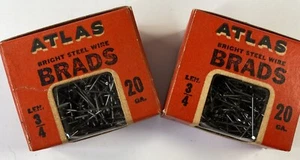 Vintage Lot of 2 Atlas Tack Co. Brads 3/4 C 30 Ga. Full Original Box - Bild 1 von 7