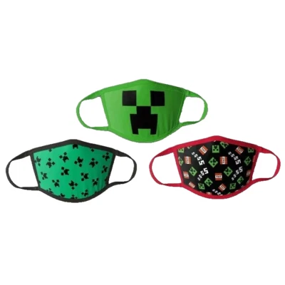 Minecraft Face Mask 3 pack Size Small Creeper TNT Mojang 2024 Video Game - Image 1 of 4