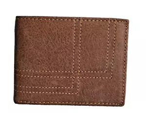 Men's leather bi-fold short bi-fold men small men pocket wallet brown men wallet - Picture 1 of 4