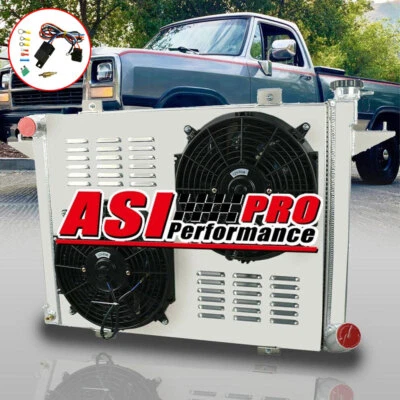 4 Row Radiator+Shroud Fan For 1989~1993 Dodge D250, D350,W250 W350 5.9L Cummins - Image 1 of 4