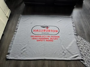 Vintage Rare 1983 Halliburton Services Afghan Blanket Oklahoma City Safety Award - Picture 1 of 8