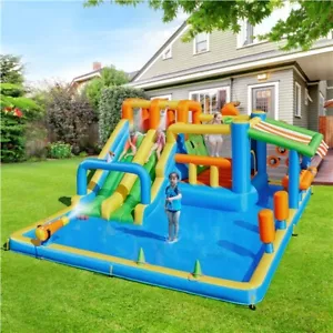 Inflatable Water Slide with Market Stand, Bounce House for Kids Aged 3-8 - Picture 1 of 12