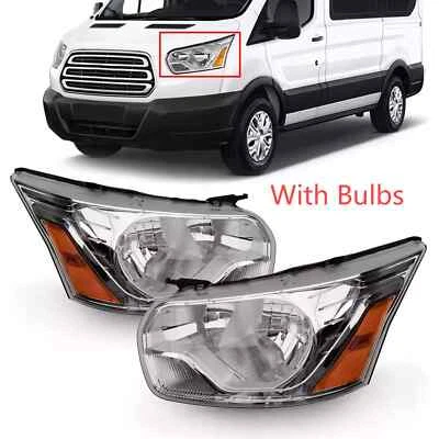 For 2014-2024 Ford Transit 150 250 350 Headlight w/Bulbs Left&Right Pair Side - Image 1 of 4