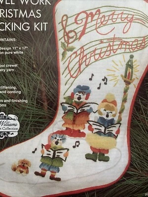 Carollers Vintage Linen Christmas Stocking Vintage Elsa Williams Unworked 11x17 - Image 1 of 4