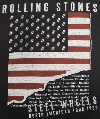 ROLLING STONES STEEL WHEELS TOUR T TEE SHIRT MENS XL BLACK ANTHILL 2007 ROCK - Image 1 of 4