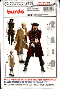 Burda Sewing Pattern 2459 Burda Mens Pirate Casanova Costume - Picture 1 of 2