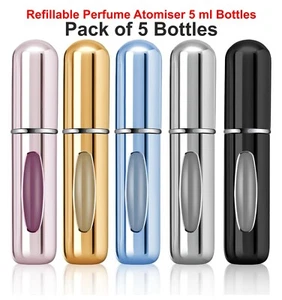 5 x Empty Fragrance Bottles Container for Perfume Aftershave Travel Holidays UK - Picture 1 of 9