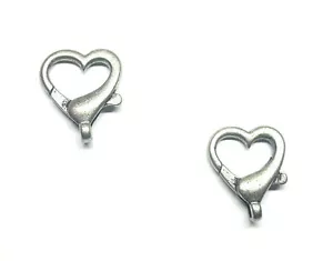 Antiguo broche de garra de langosta de corazón abierto grande plateado de 22 mm - paquete de 2 - Imagen 1 de 1