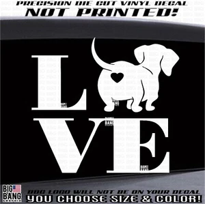 Calcomanía de vinilo LOVE Dachshund pegatina corazón perrito caliente vino Weenie salchicha Doxie mamá - Imagen 1 de 4