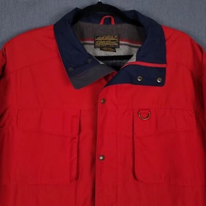 Eddie Bauer Jacket Mens Large Red Wool Blanket Lined Barn Chore Coat Full Zip - Picture 1 of 10
