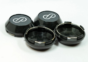 4x65mm Enkei Black Carbon Emblems Wheel Center Hubcaps Rim Caps Decals Badges 