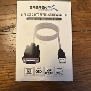 SABRENT USB 2.0 to Serial (9-Pin) DB-9 RS-232 Adapter Cable 6ft Cable - Picture 1 of 2