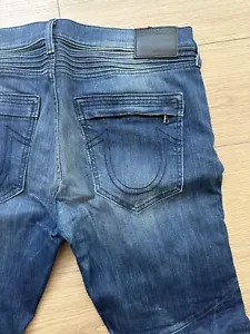 True Religion Rocco Moto Relaxed Faded Skinny Jeans in 34x34 Denm - Picture 1 of 4