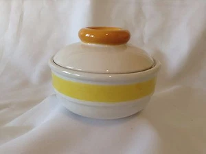 Vintage Mikasa Couture Fifty-Fifty Yellow Japan Sugar Bowl P7301 White Orange - Picture 1 of 9