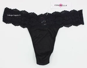 NWT COSABELLA  EVERZ03ZL "Ever" Cotton / Lace Thong, Black, Italy - Picture 1 of 5