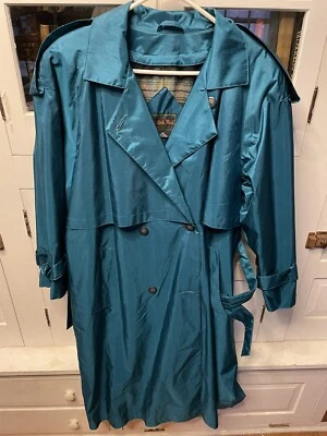 Gabardina de lluvia vintage BRITISH MIST verde azulado talla 14P en muy buena condición Foto 1 de 4