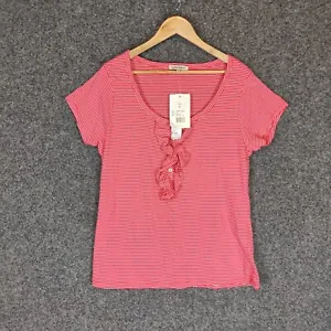 NEW Laura Ashley Womens T-Shirt Size XL Hibiscus Striped Short Sleeve Stretch - Picture 1 of 10
