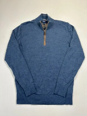 Johnnie-O Sweater Mens Small Blue 1/4 Zip Baron Merino Wool Blend Knit Pullover - Image 1 of 4