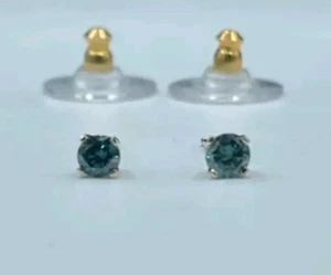 Ohrstecker 0,32 Karat natürlicher blauer Diamant 14 Karat Weißgold - Bild 1 von 6