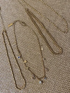 Halskette SET Steve Madden goldfarbene Kette HAMSA Hand Auge Anhänger 4 Stück - Bild 1 von 21