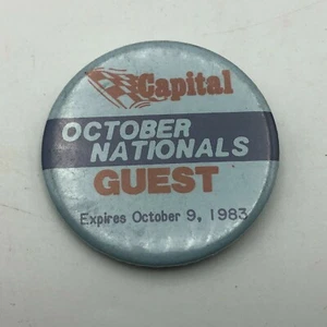 1983 Vtg Capital Speedway October Nationals Guest Pass Badge Button Pinback Q1  - Picture 1 of 12